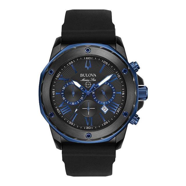 Bulova Mens Marine Star Black Strap Chronograph Watch - 98B308 Product Image