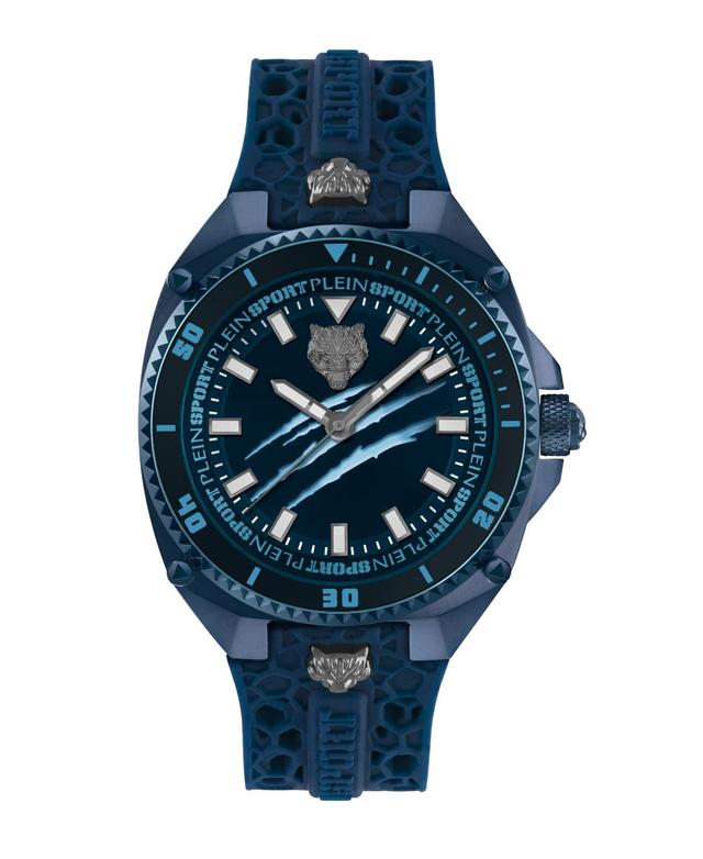 Plein Sport Mens Thunder Force Three Hand Quartz Blue Silicone 47MM - Blue Product Image