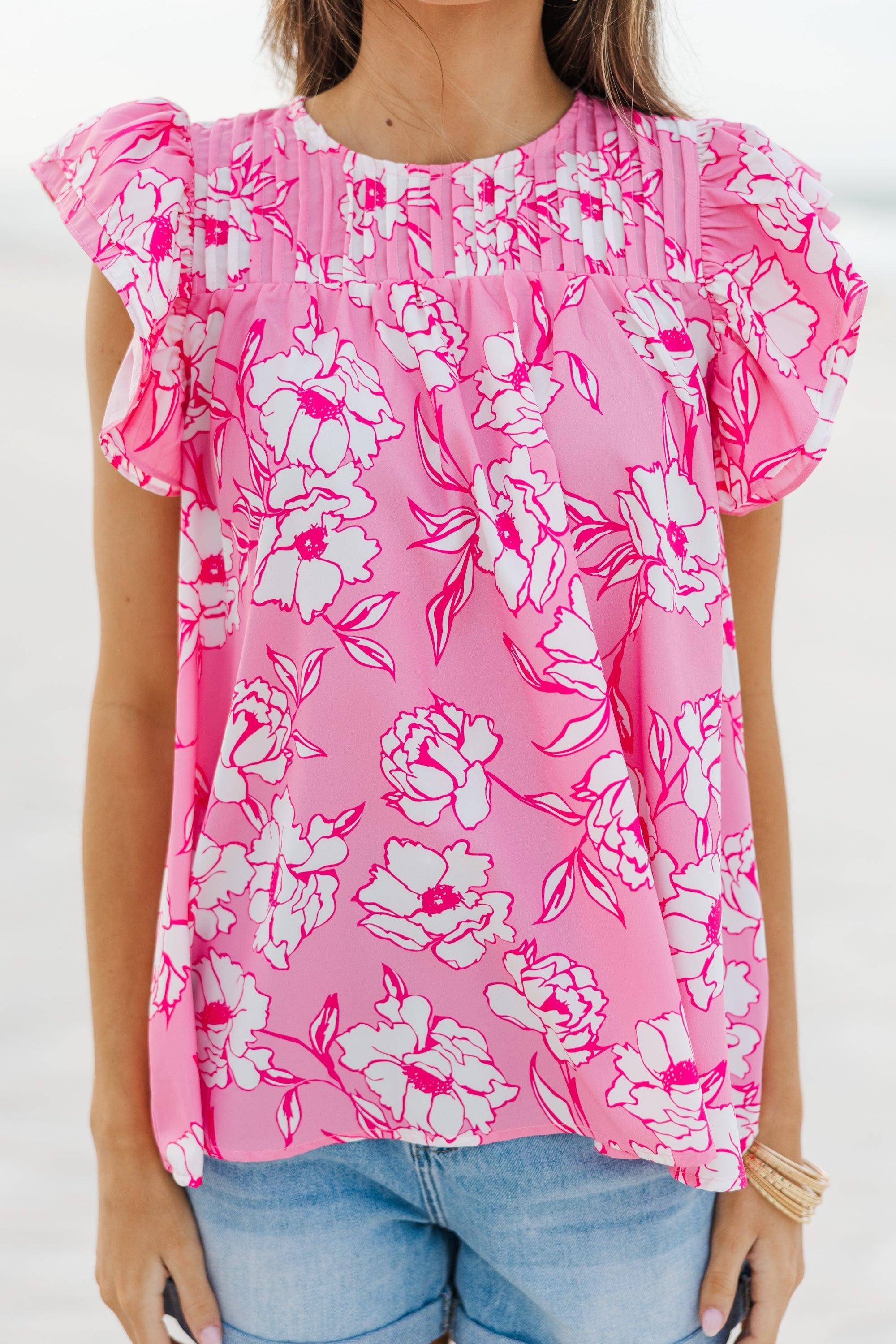 Clear Your Mind Pink Floral Blouse Female Product Image