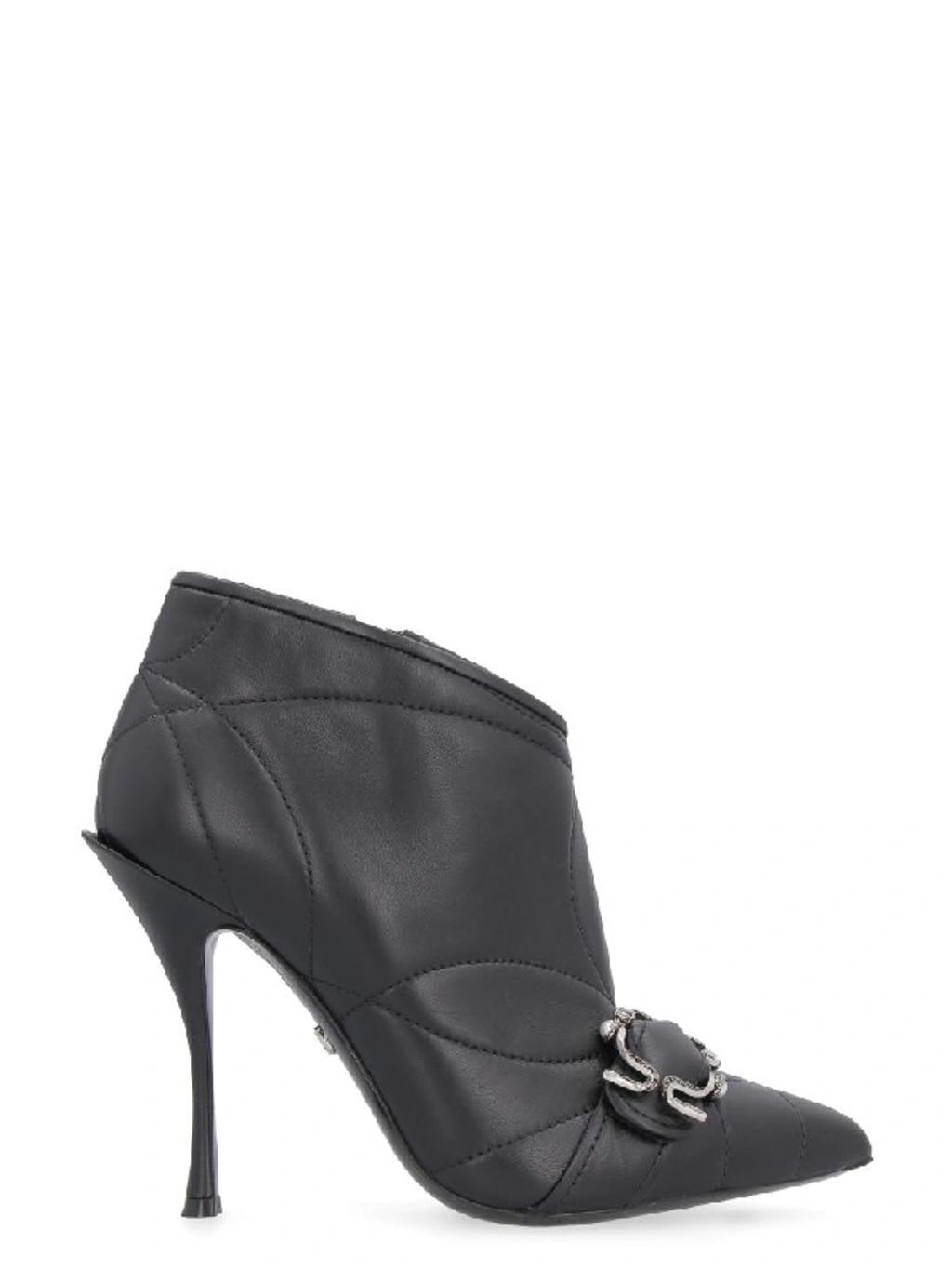 DOLCE & GABBANA Quilted Buckled Leather Booties In Black Product Image