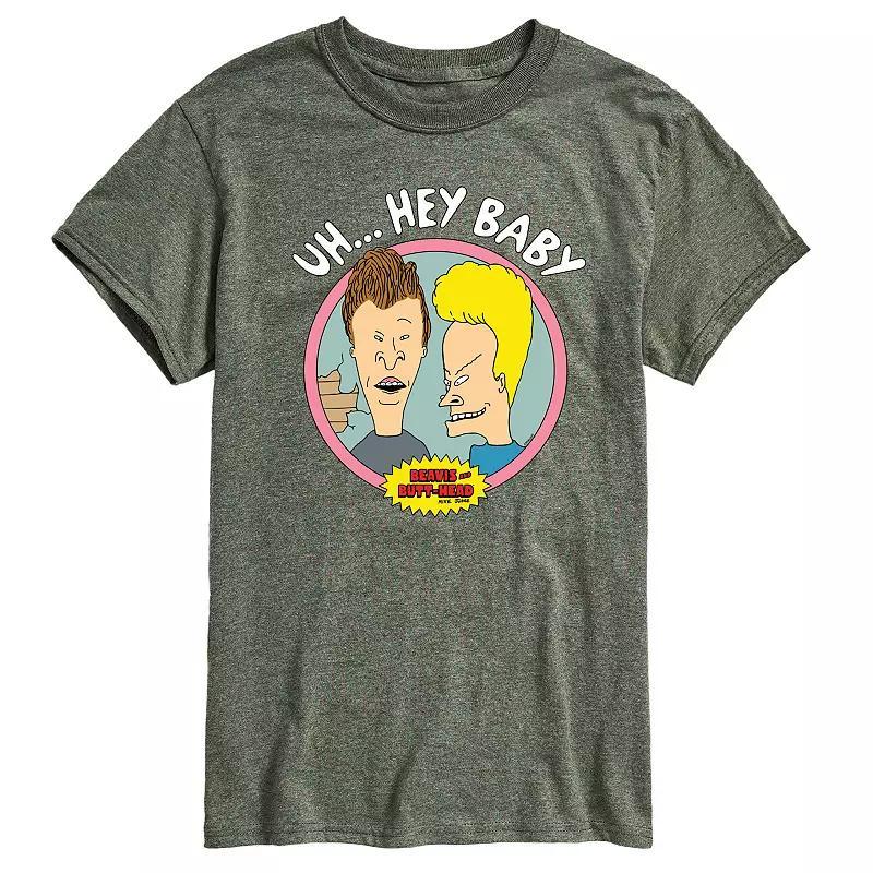 Mens Beavis & Butthead Uh... Hey Baby Graphic Tee Grey Green Product Image