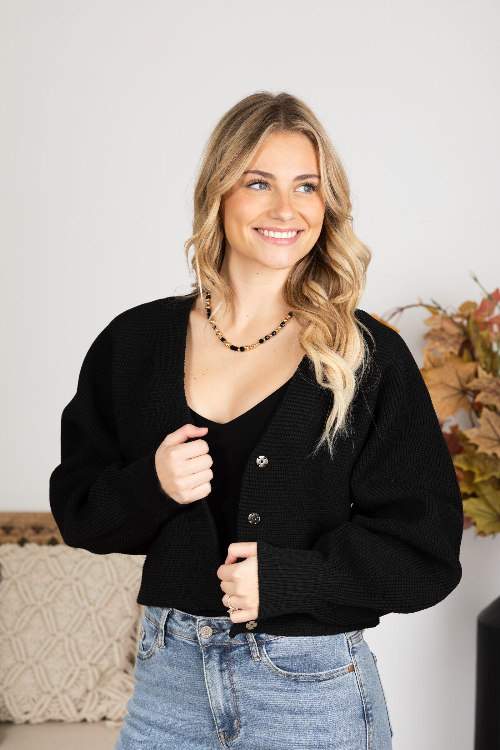 V-Neck Ribbed Cardigan Product Image