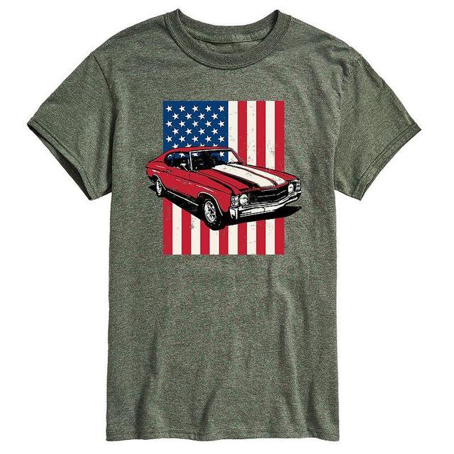 Mens Muscle Car American Flag Graphic Tee Product Image