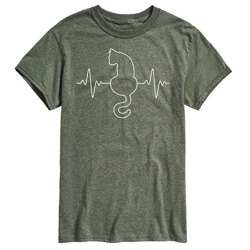 Big & Tall Cat Heart Beat Chart Graphic Tee, Mens Product Image