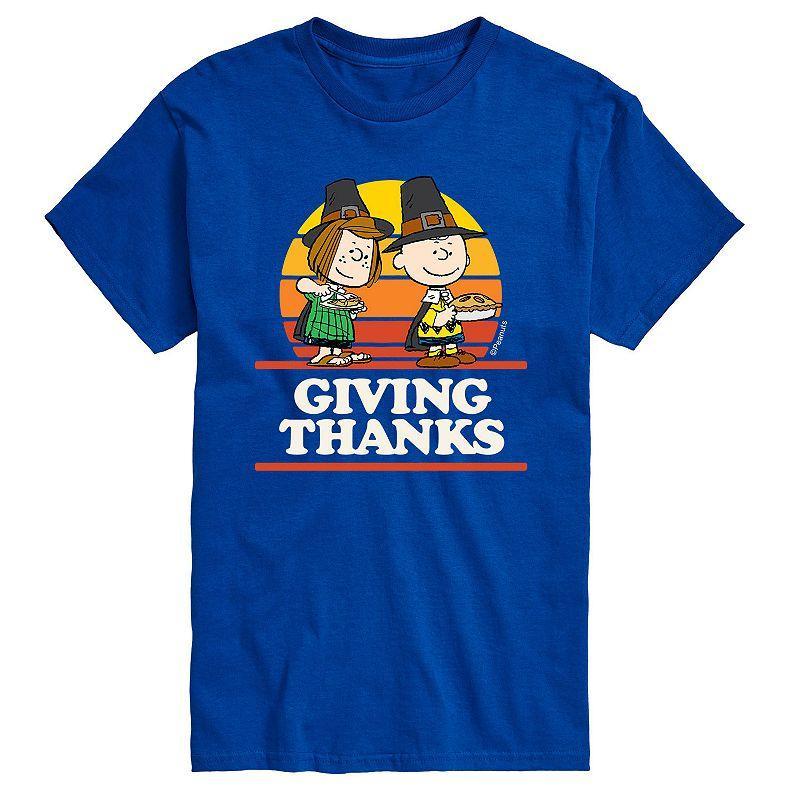 Big & Tall Peanuts Giving Thanks Tee, Mens Med Blue Product Image