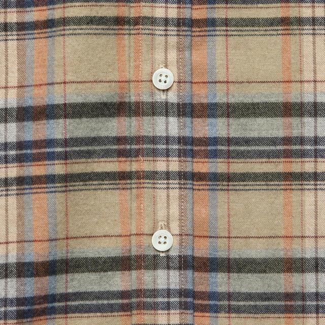 Check Twill Flannel Shirt -  Tan/Grey/Blue Product Image