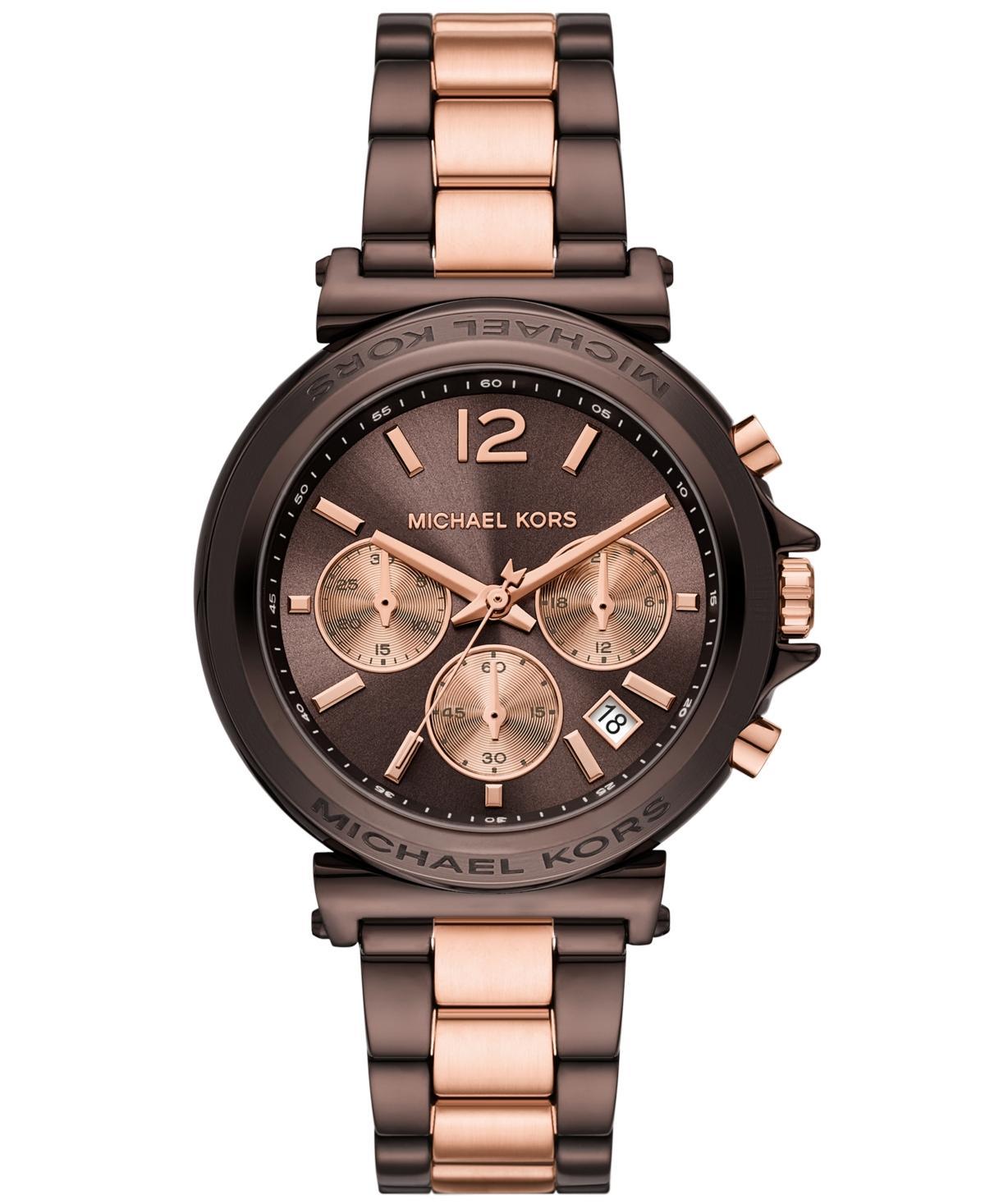 Michael Kors Womens Maren Chronograph Brown Two-Tone Stainless Steel Bracelet Watch Product Image