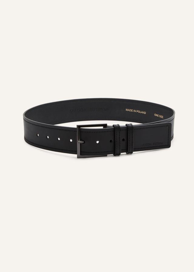 Wide leather belt in black leather Product Image