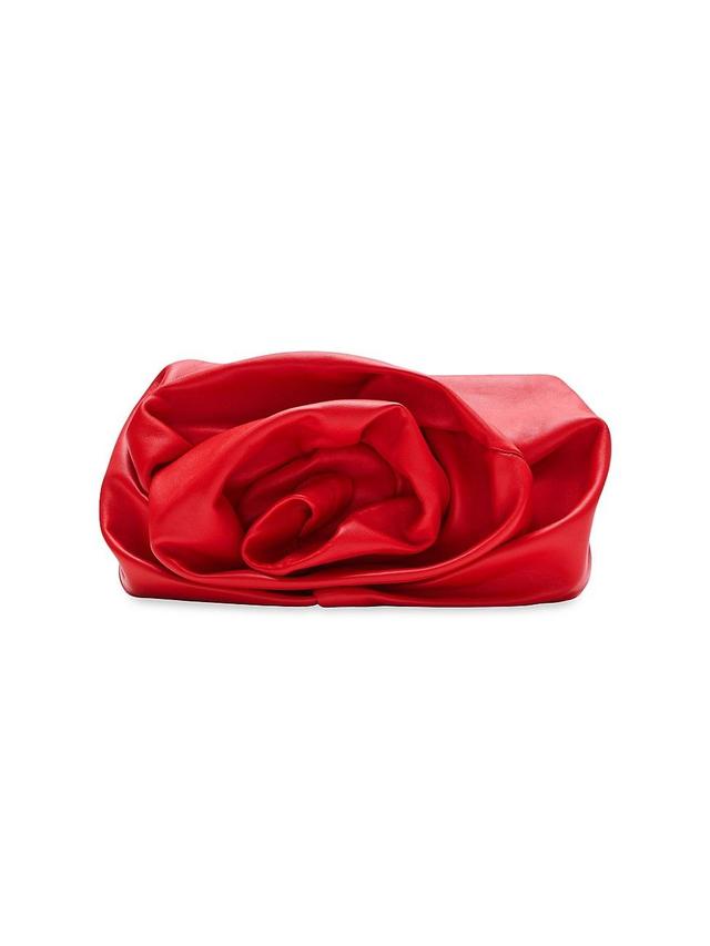 Womens Leather Rose Clutch Product Image