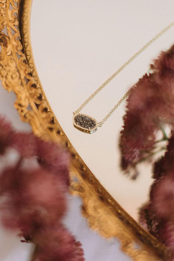 Kendra Scott Elisa Gold Pendant Necklace in Platinum Drusy Product Image