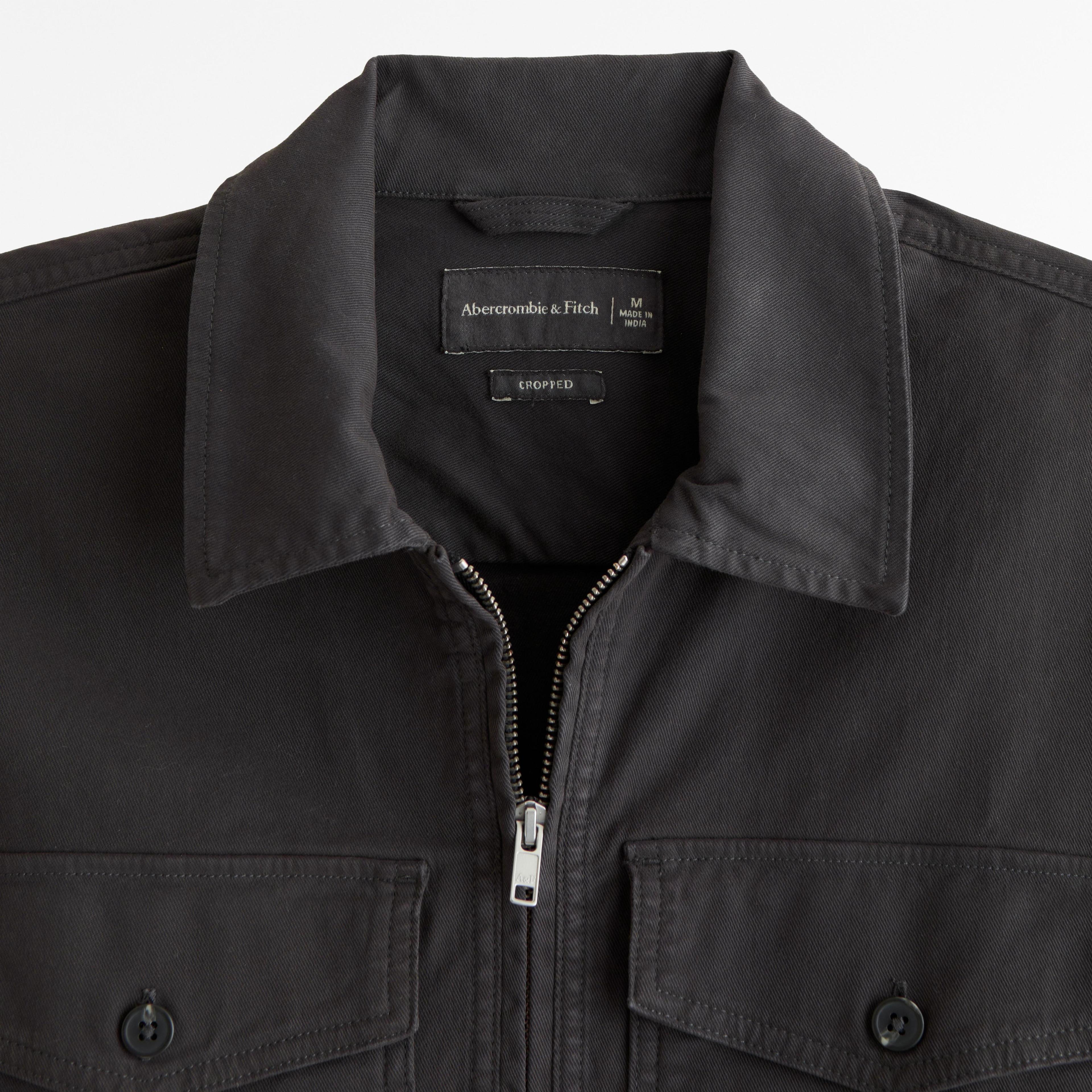 Cropped Twill Zip Shirt Jacket Product Image