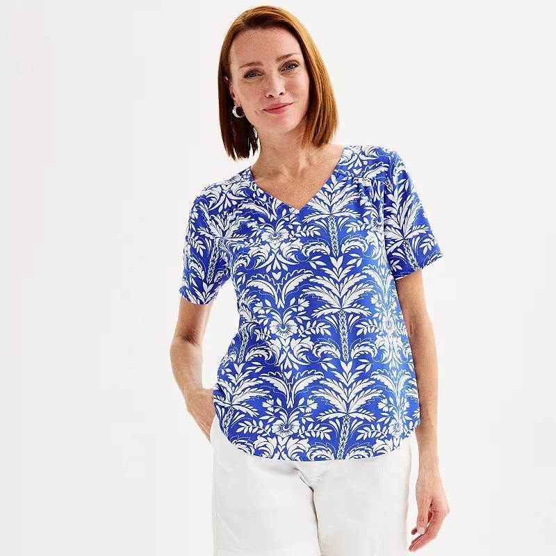 Womens Croft & Barrow Short Sleeve V-Neck Popover T-Shirt Product Image