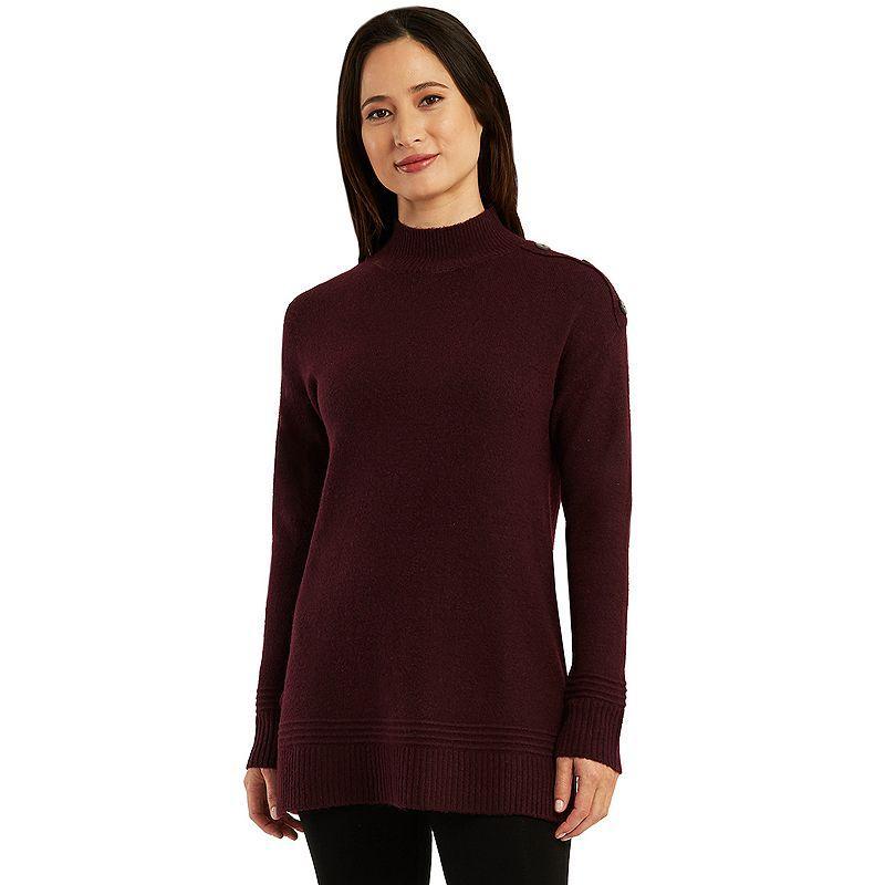 Womens AB Studio Mockneck Drop Shoulder Sweater Purple Product Image