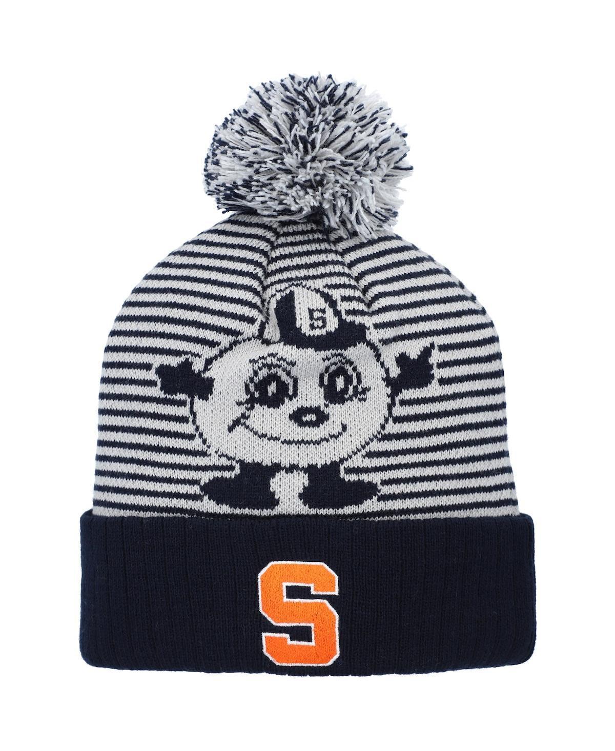 Mens Top of The World Navy Syracuse Orange Line Up Cuffed Knit Hat with Pom Product Image