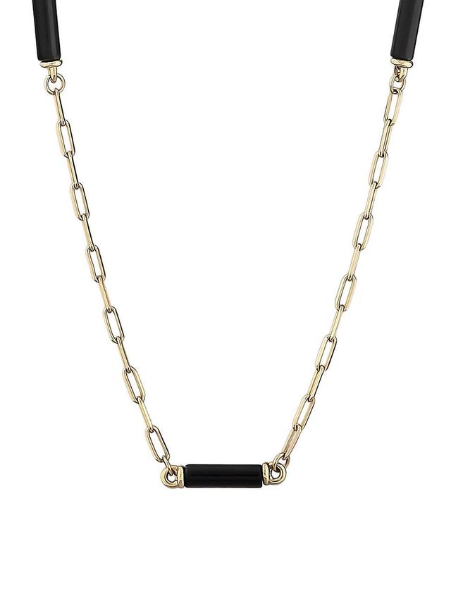 Womens 14K Rose Gold & Onyx Station Necklace Product Image