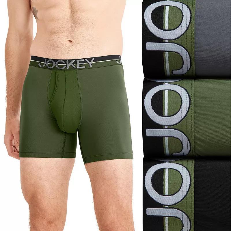 Mens Jockey Infinite Cool 3-pk Microfiber Stretch 5 Boxer Briefs Cactus Green Team Product Image