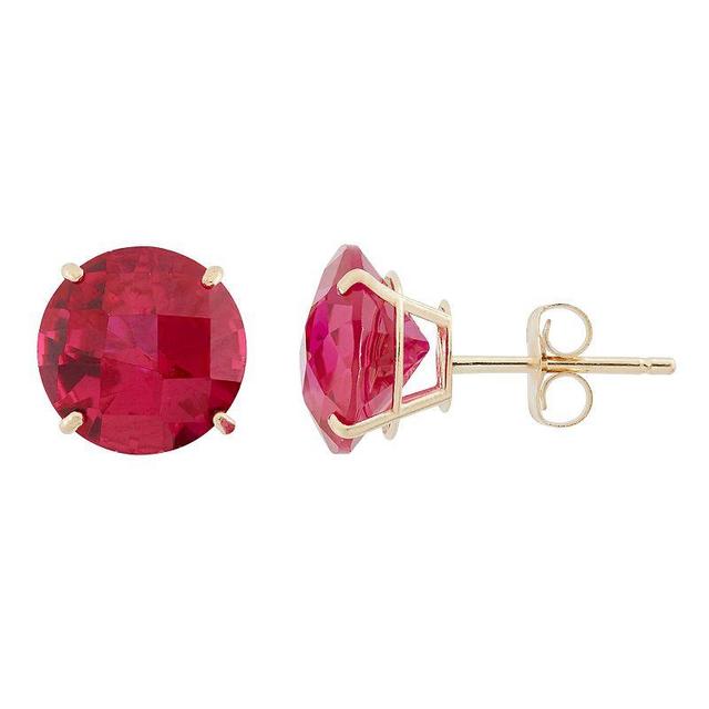 Designs by Gioelli Lab-Created Ruby 10k Gold Stud Earrings, Womens, Red Product Image