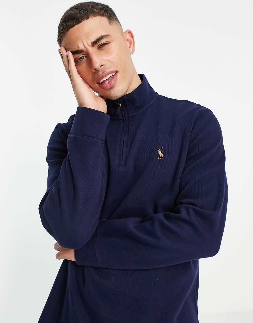 POLO RALPH LAUREN Icon Logo Half Zip Sweatshirt In Navy Product Image