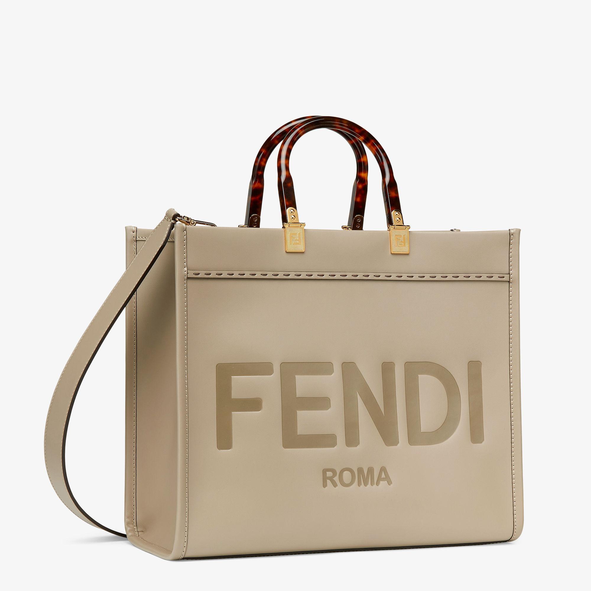 Fendi Sunshine MediumDove gray leather shopper Product Image