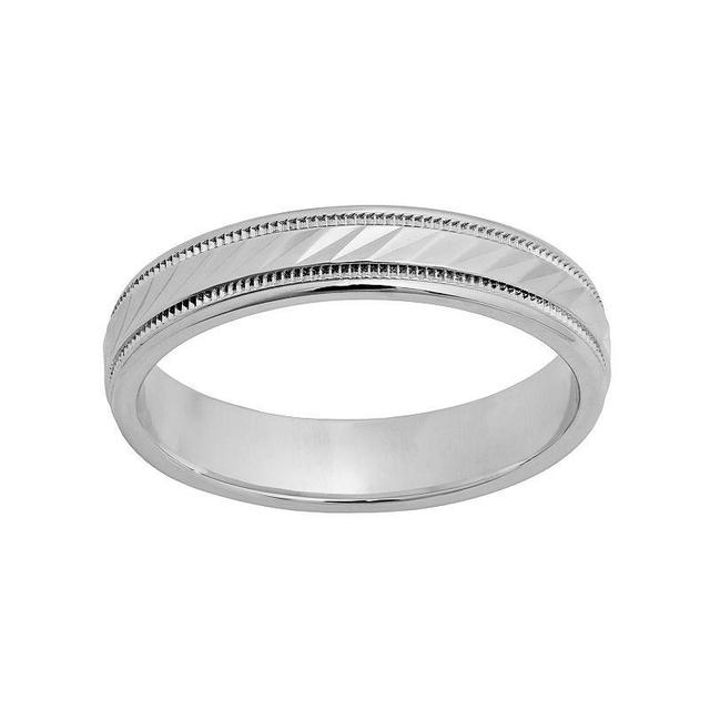 Sterling Silver Wave Wedding Ring, Mens Grey Product Image