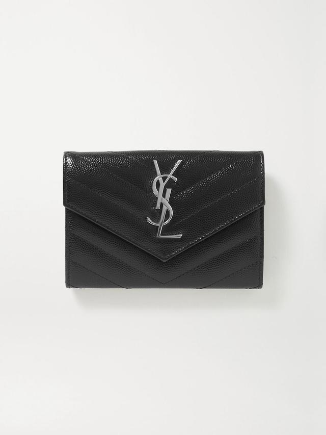 SAINT LAURENT Monogramme Envelope Quilted Textured-leather Wallet In Black Product Image