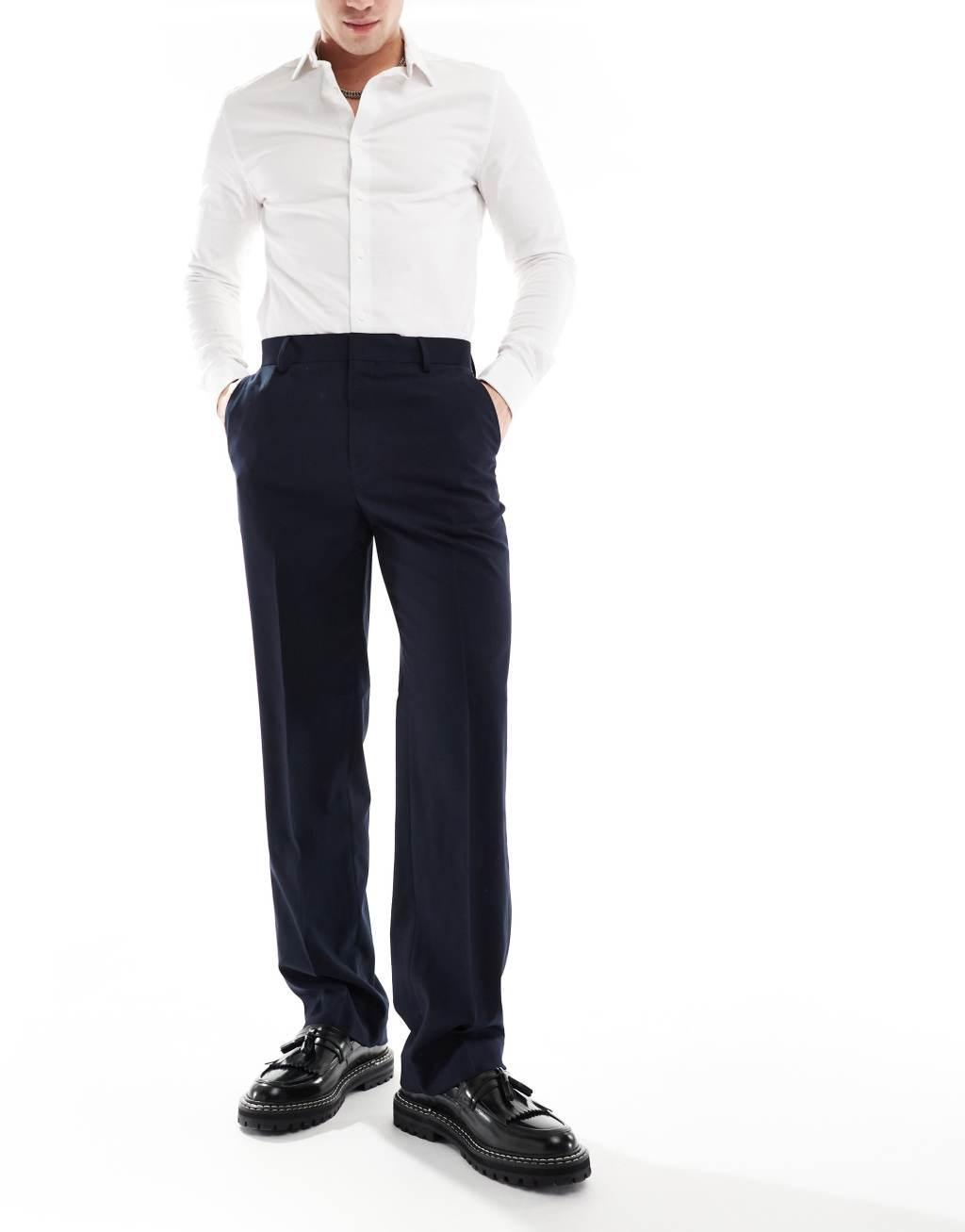 ASOS DESIGN straight leg suit pants in navy Product Image