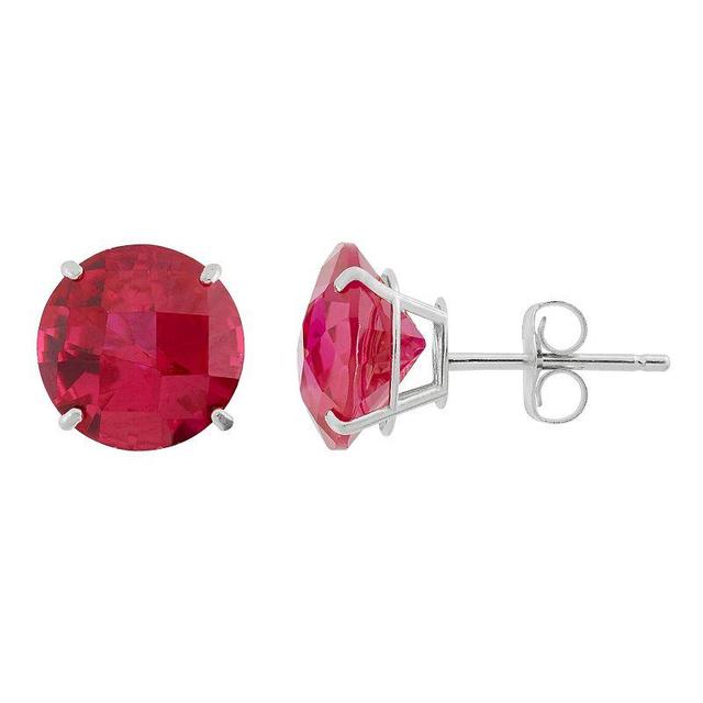 Designs by Gioelli Lab-Created Ruby 10k White Gold Stud Earrings, Womens, Red Product Image