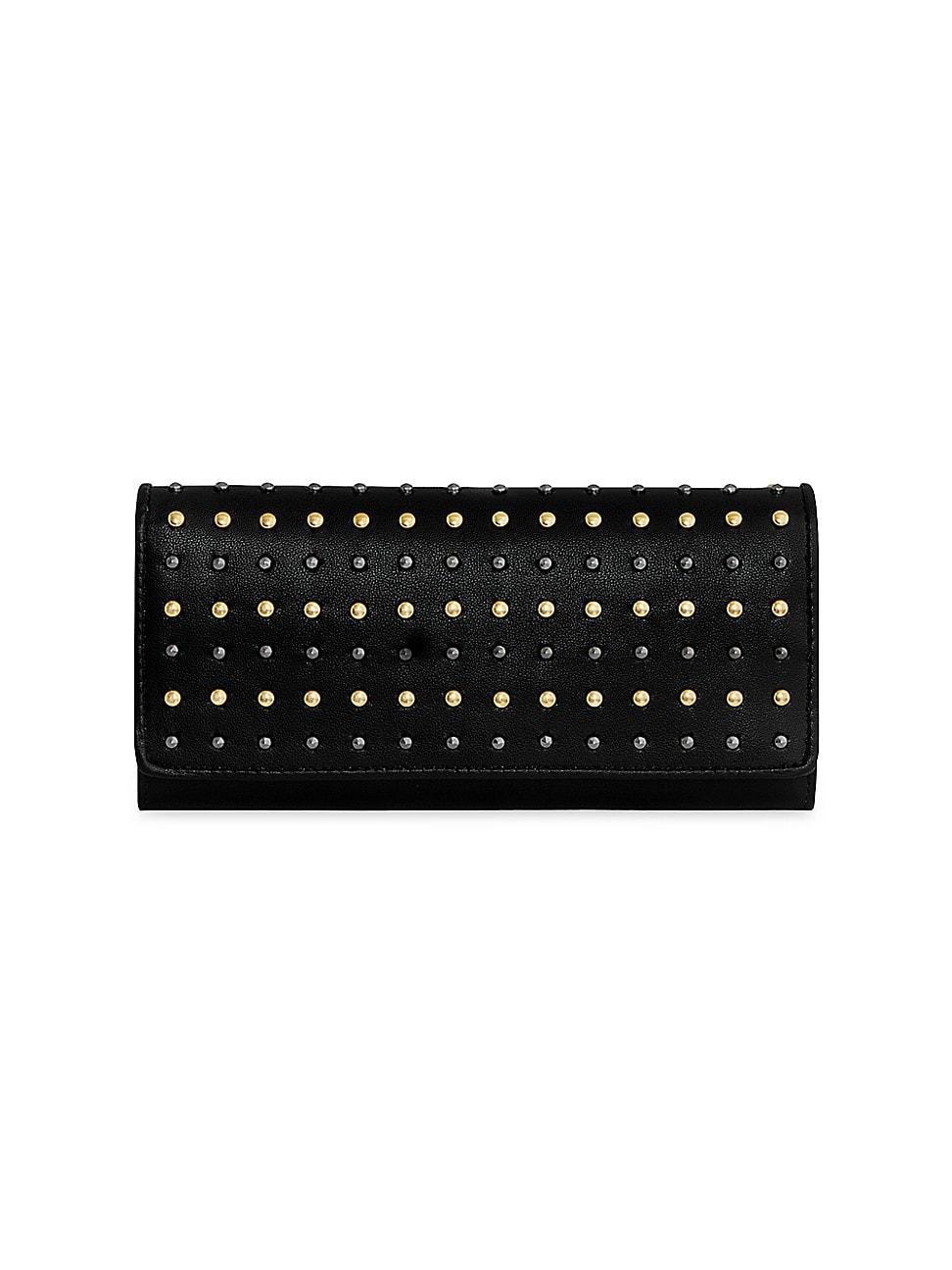 Womens Studded Leather Continental Wallet Product Image