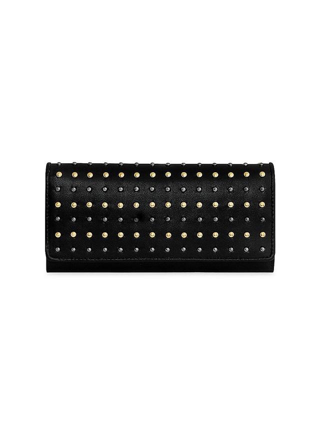 Womens Studded Leather Continental Wallet Product Image