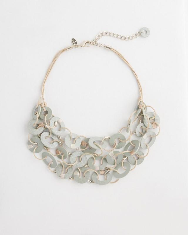 Leather Bib Necklace   Chico's - Smokey Taupe - Women Product Image