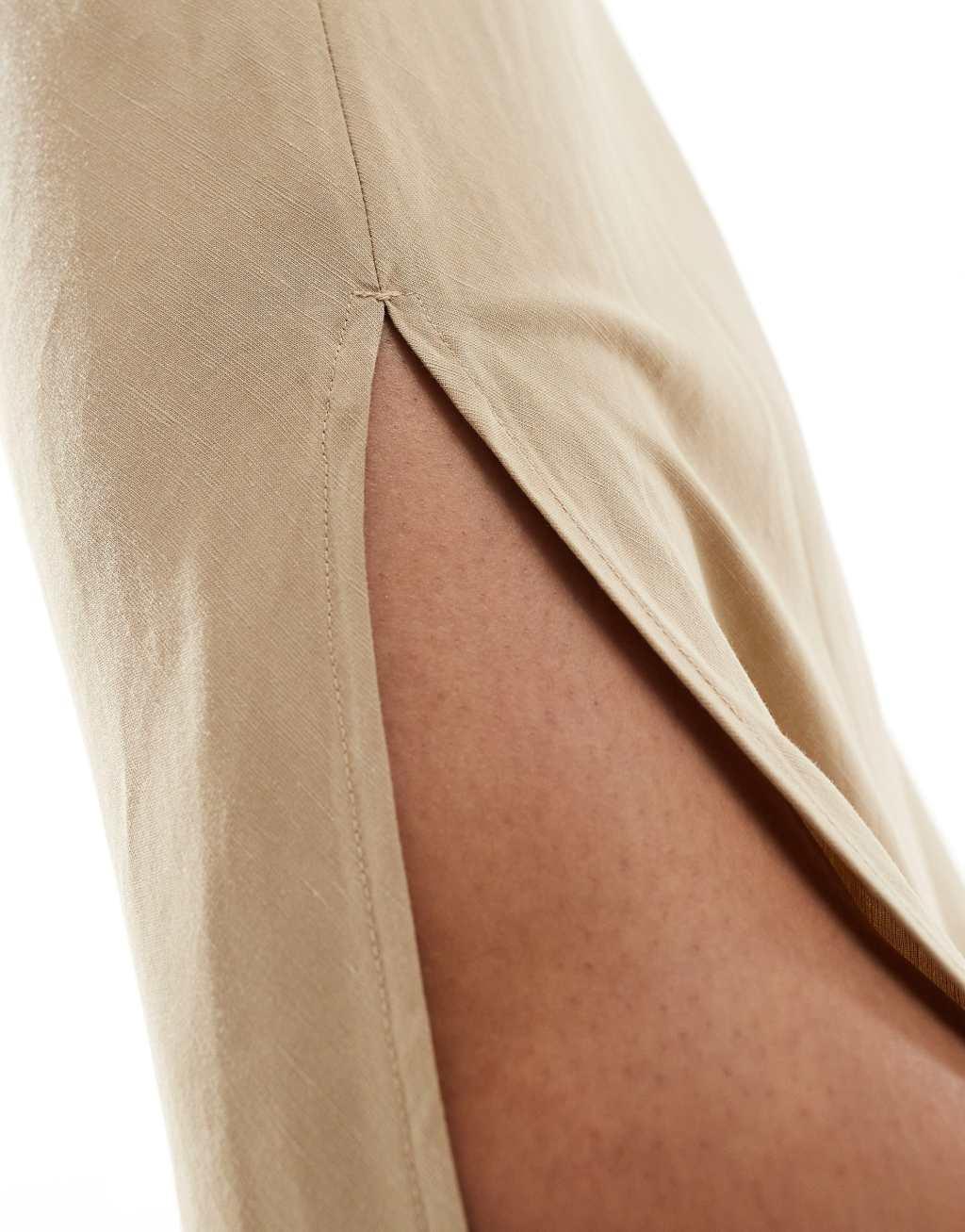 & Other Stories linen blend maxi skirt in beige Product Image