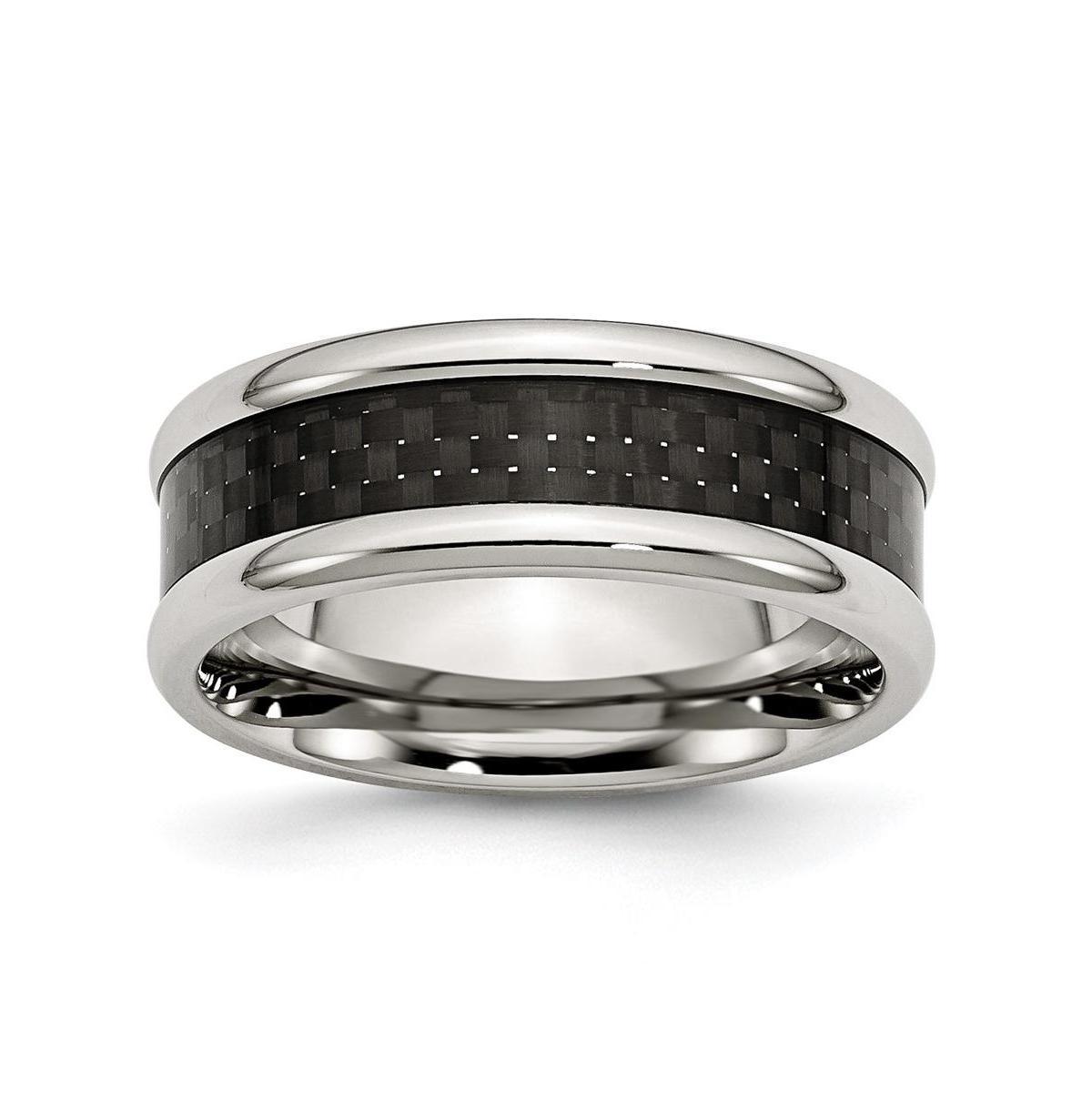 Chisel Stainless Steel Polished Black Carbon Fiber Inlay 8mm Band Ring Product Image