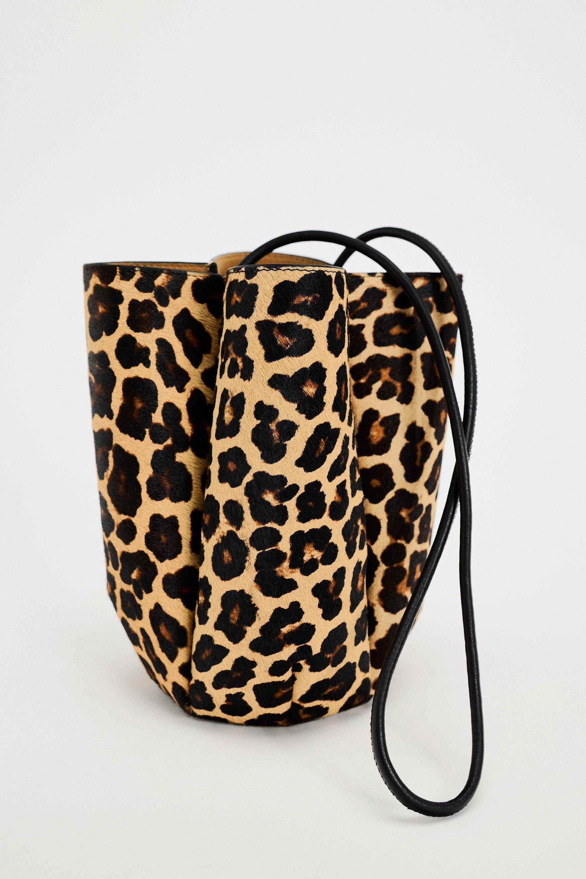 ANIMAL PRINT LEATHER MINI BUCKET BAG Product Image