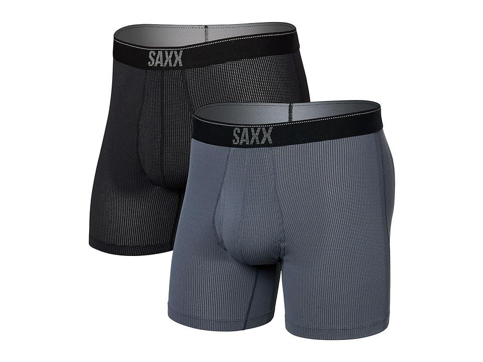 SAXX UNDERWEAR Quest Quick Dry Mesh Boxer Brief Fly 2-Pack (Turbulence/Black II) Men's Underwear Product Image