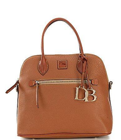 Dooney & Bourke Womens Pebble Grain Large Domed Leather Satchel Bag in Brown Tmoro Product Image