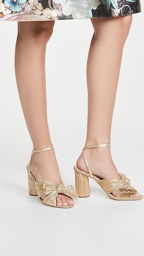 Loeffler Randall Camellia Gold Pleated Bow Heel with Ankle Strap | Shopbop Product Image