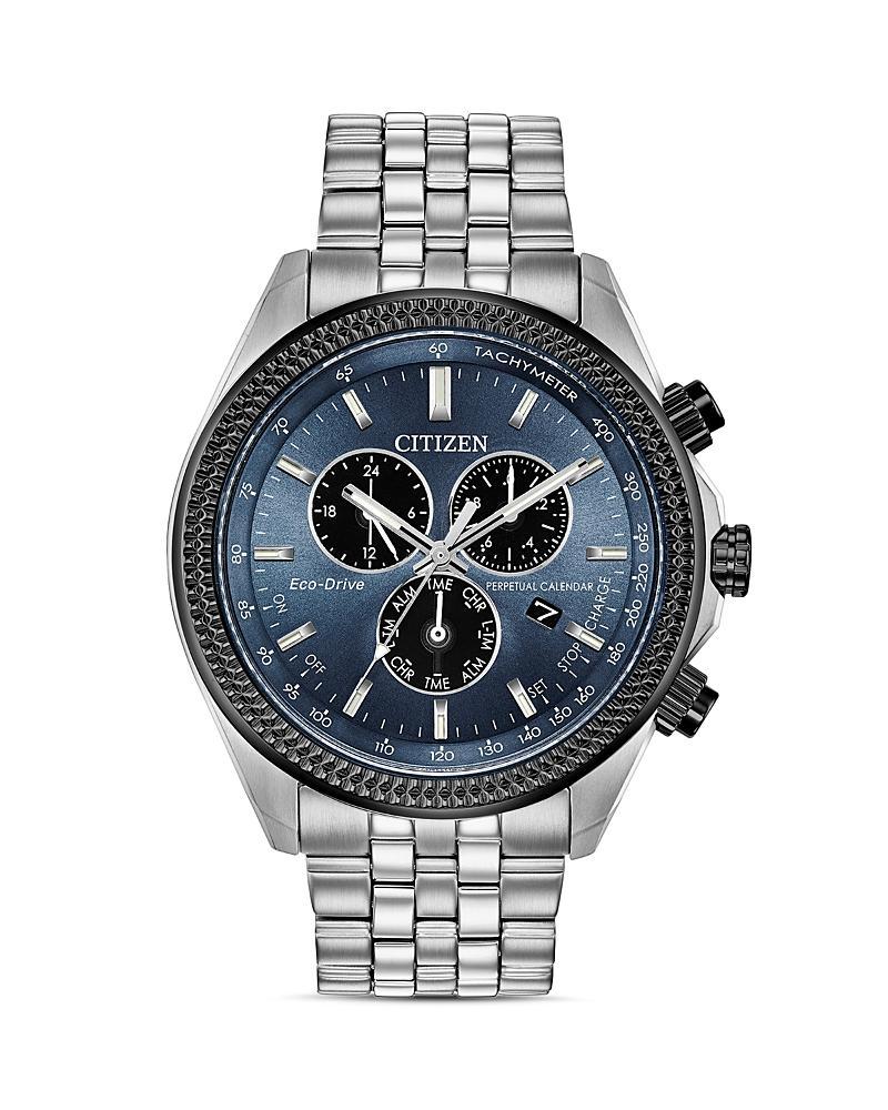 Men's Citizen Eco-DriveÂ® Brycen Two-Tone Chronograph Watch with Blue Dial (Model: Bl5568-54L) Product Image