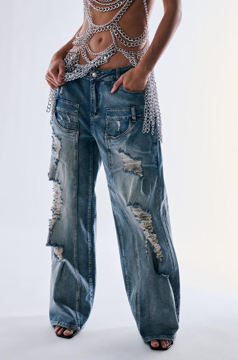 MADDIE MID RISE WIDE LEG JEANS Product Image