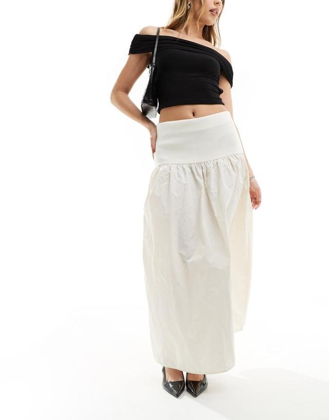 Mango bubble hem midi skirt in white Product Image