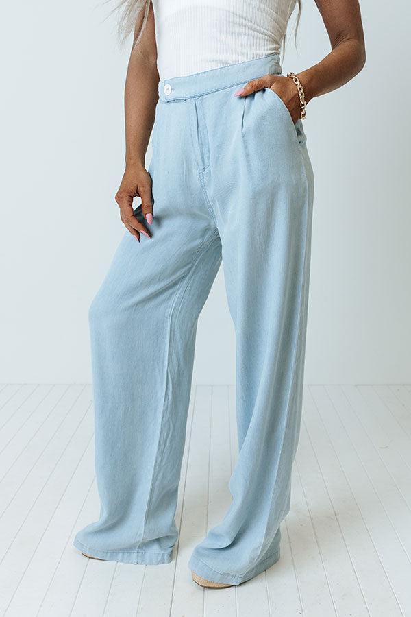 The Elain High Waist Chambray Pants Product Image