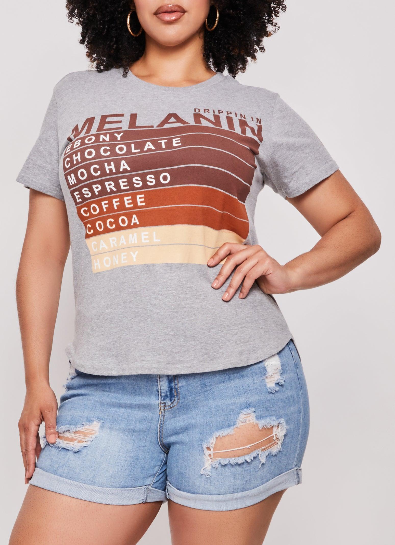 Womens Plus Size Drippin In Melanin Graphic Tee Product Image