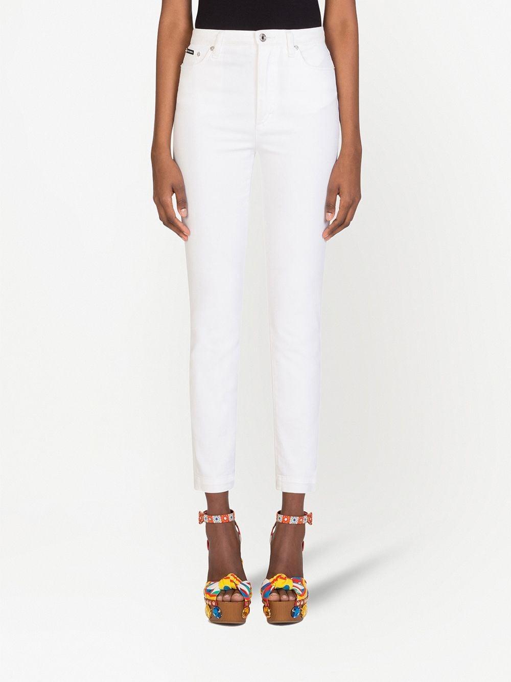 DOLCE & GABBANA Audrey High Waist Ankle Skinny Jeans In White Product Image