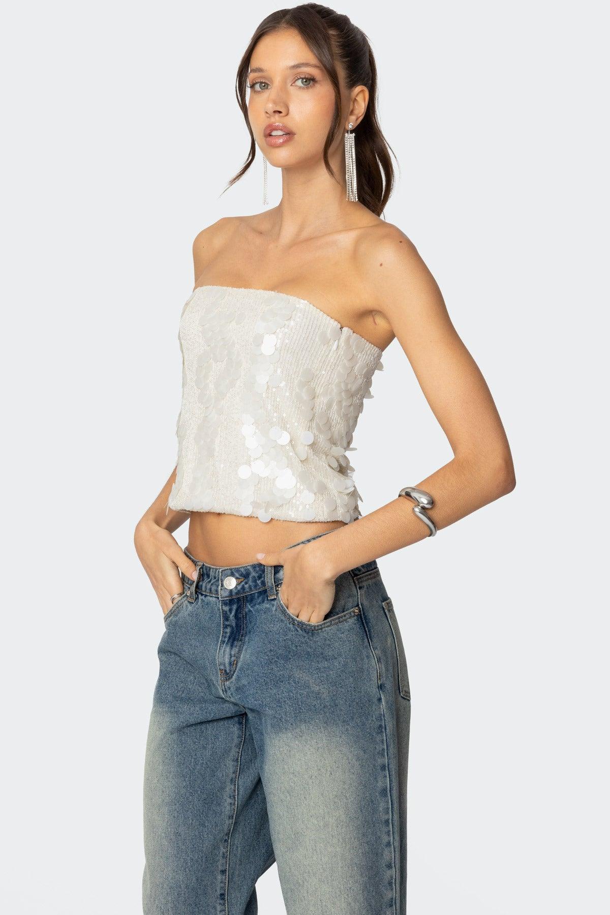 Samara Sequin Strapless Top Product Image