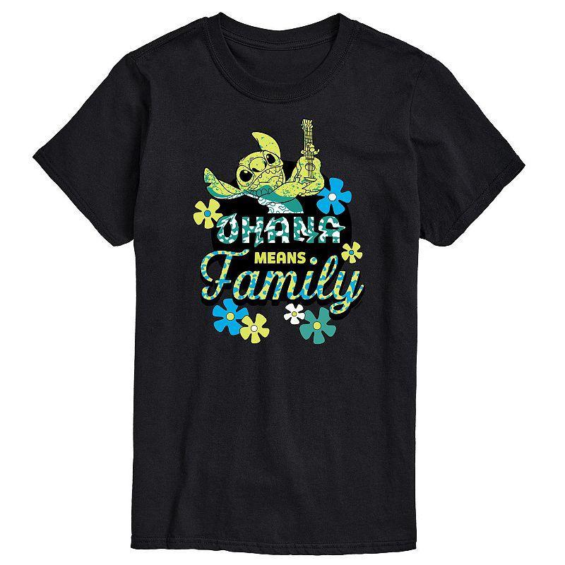 Disneys Lilo & Stitch Big & Tall Ohana Means Family Graphic Tee, Mens Black Product Image