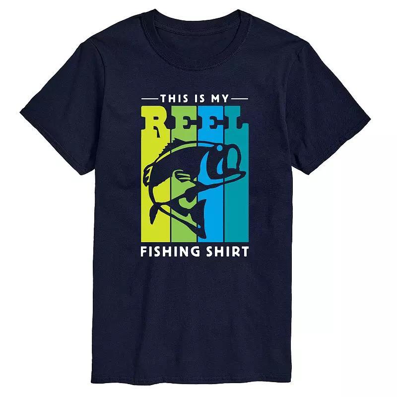 Mens This is My Reel Fishing Shirt Graphic Tee Blue Product Image