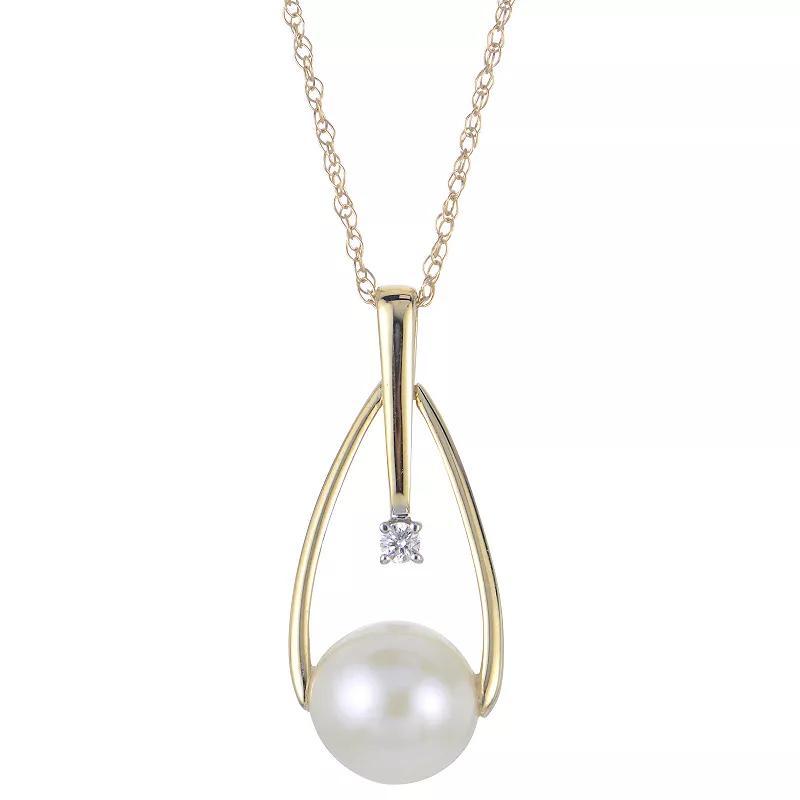 PearLustre by Imperial 14k Gold Freshwater Cultured Pearl & Diamond Accent Necklace, Womens Product Image