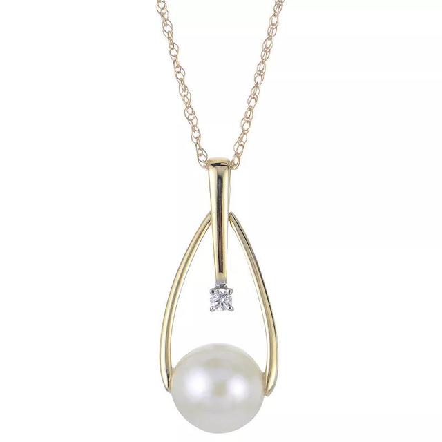 PearLustre by Imperial 14k Gold Freshwater Cultured Pearl & Diamond Accent Necklace, Womens White Product Image