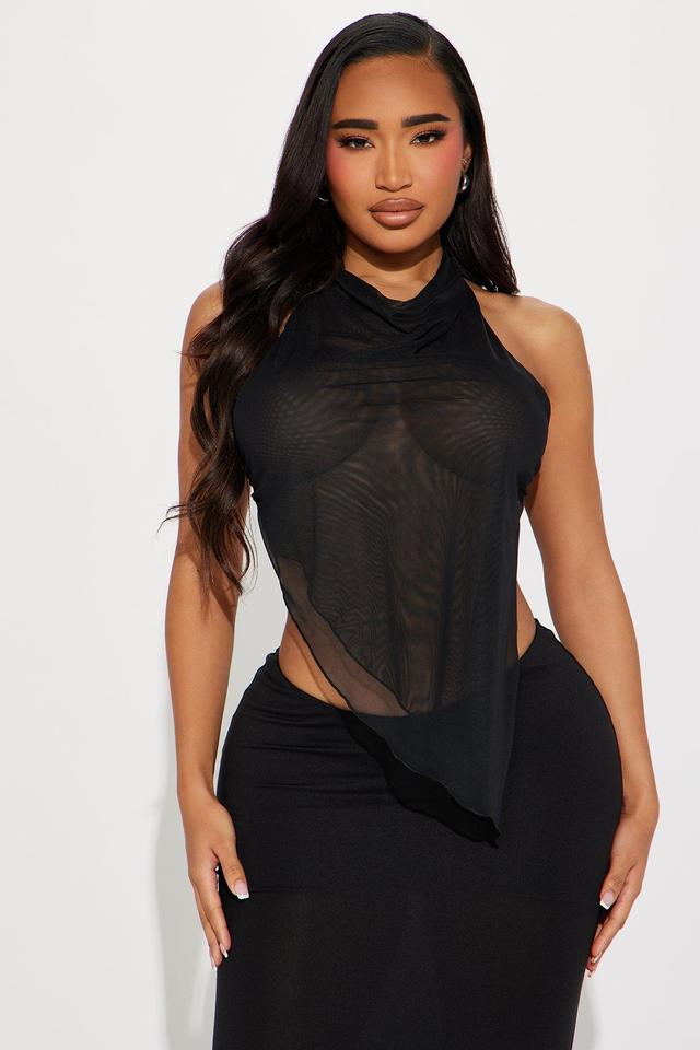 Changed Your Mind Mesh Halter Top - Black Product Image