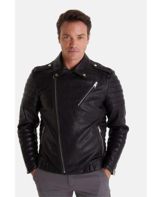 Men's Leather Jacket, Black Product Image