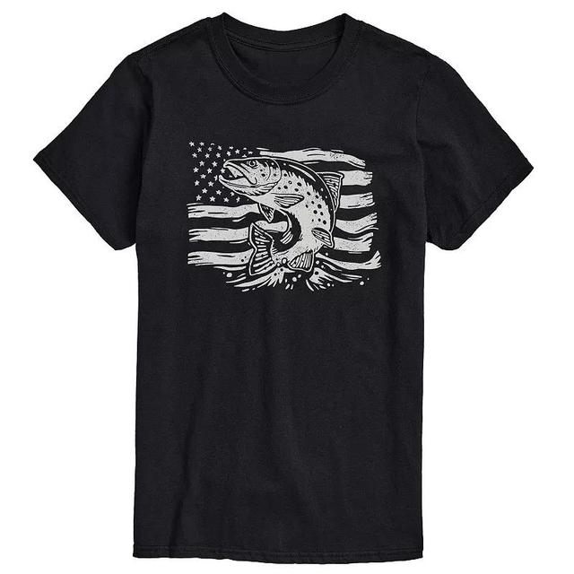 Mens Trout American Flag Graphic Tee Product Image